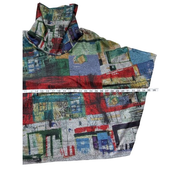 Inoah Abstract Poncho Top With Cowl Neckline Art to Wear Womens Size XS - Picture 7 of 8